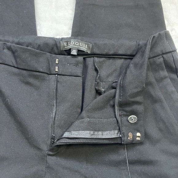 Eloquii Women's Front Stripe Textured Black Skinny Dress Pants Size 18 Short - Picture 5 of 15